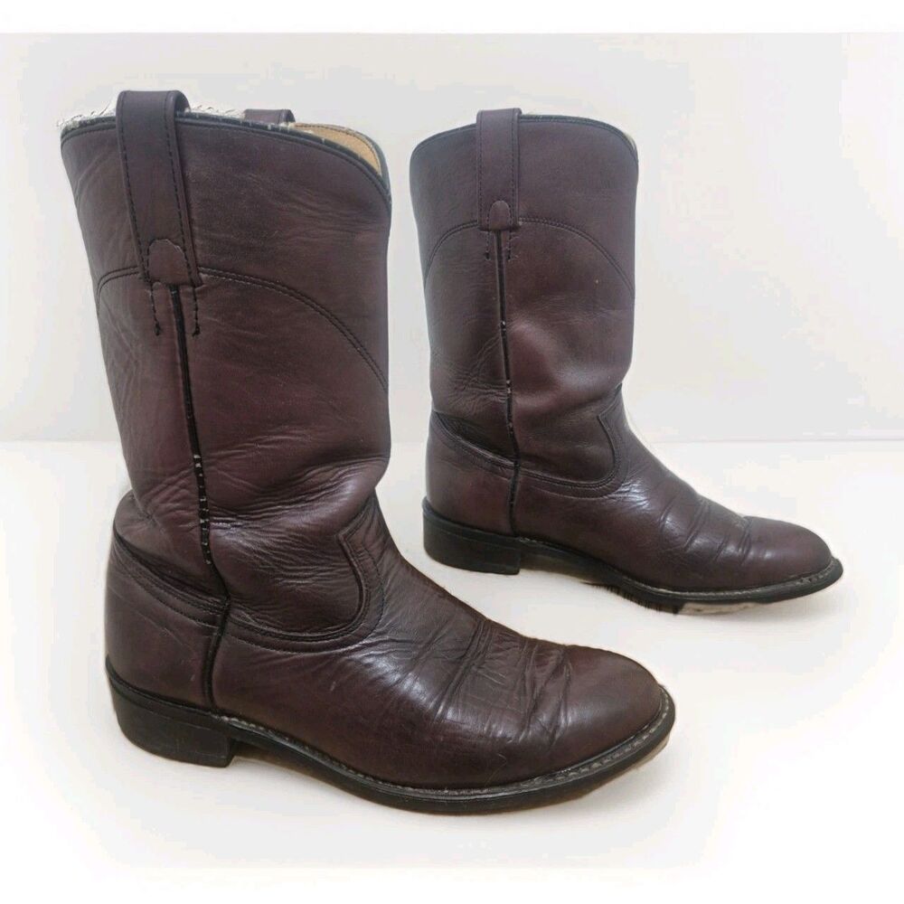 Acme Cherry Black Men's Western Leather Cowboy Boots 15709 Size 7.5D